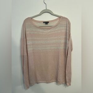 Vince Light Pink and Cream Striped Sweatshirt
